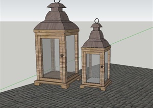 两款庭院灯落地灯设计SU(草图大师)模型