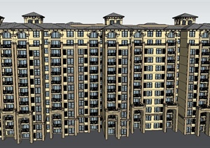 某新古典小高层联排住宅建筑设计SU(草图大师)模型