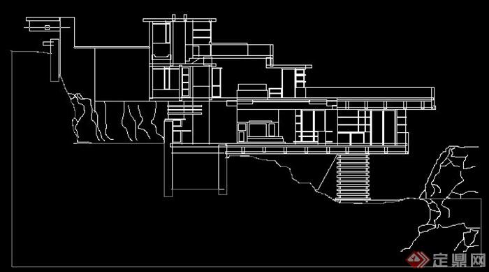 流水别墅建筑设计方案图DXF格式(2)