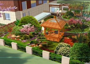 某住宅庭院景观规划设计PSD后期效果图