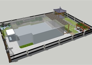 现代中式庭院景观SU(草图大师)模型