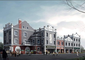 民国复古欧式洋房商业街建筑3dmax模型
