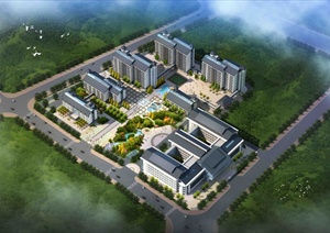 某新中式医院养老院建筑设计3DMAX模型（JPG效果图）