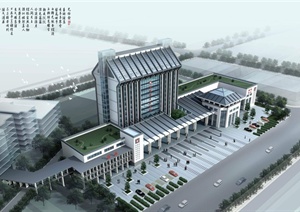 新中式医院建筑设计3dmax模型