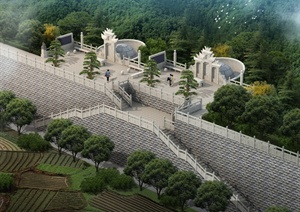 现代某墓地建筑设计3DMAX模型