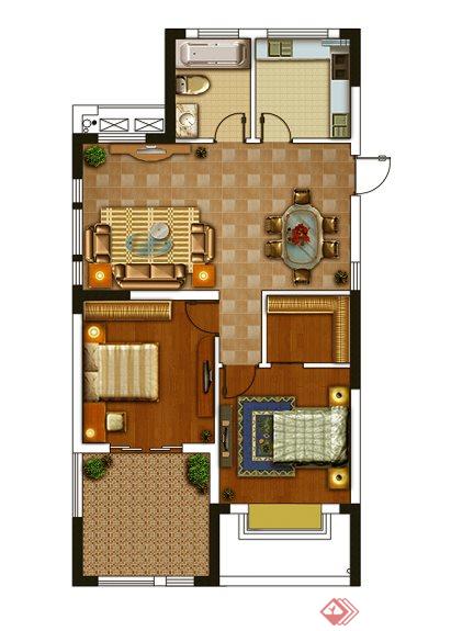 某两居室住宅室内户型图(1)