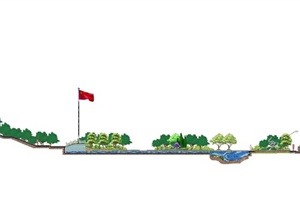 景观水池及旗台剖面PSD格式