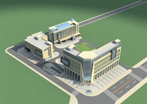 现代某多层综合办公楼建筑设计3DMAX模型