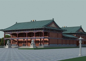 古典中式宗祠堂建筑设计3DMAX模型（JPG效果图）