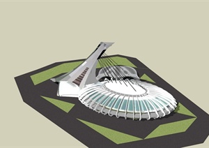 蒙特利尔奥林匹克体育馆建筑设计SU(草图大师)模型