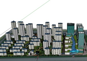 现代商住综合社区建筑规划SU(草图大师)模型