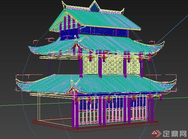 古建民俗文化建筑3dmax模型（带效果图）(3)