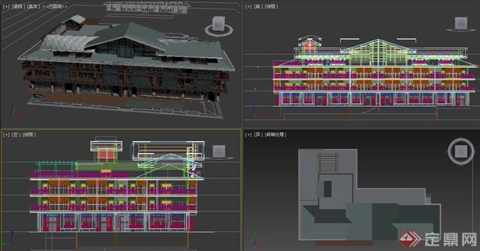 某多层酒店会所建筑设计3DMAX模型与JPG效果图(3)