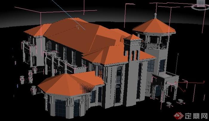 欧式别墅住宅建筑3dmax模型（带效果图）(5)