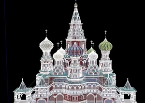 圣瓦西里教堂建筑设计SU(草图大师)模型