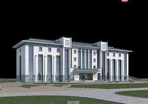 现代中式某多层敬老院建筑设计3DMAX模型（JPG效果图）