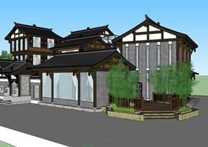 川西民居住宅建筑设计SU(草图大师)模型