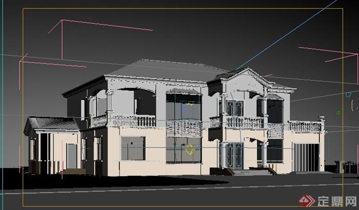 欧式风格二层别墅建筑设计3dmax模型(2)