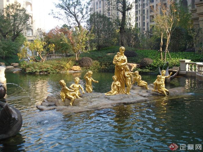雕塑水景,雕塑,情景雕塑,景观水池