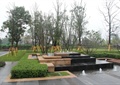 喷泉水池景观,台阶水景,地面铺装,花池,景观树,住宅景观