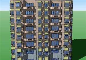 某高层坡屋顶住宅建筑设计SU(草图大师)模型