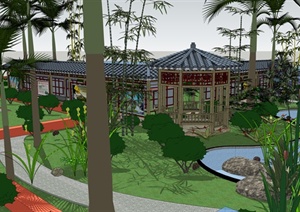 中铁项目部内院景观设计SU(草图大师)模型