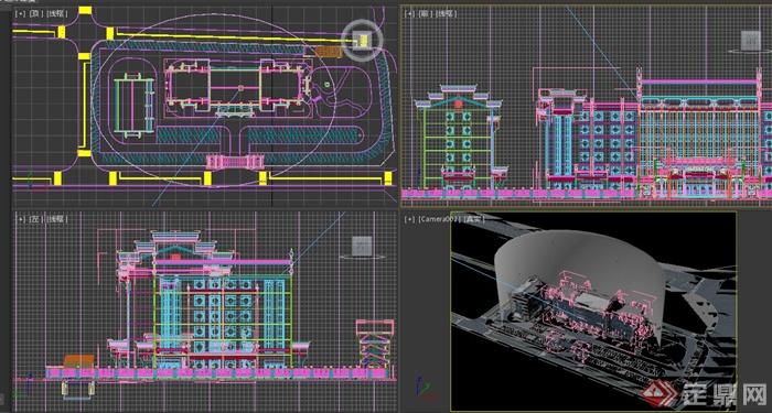 中式多层中医院办公楼建筑设计3DMAX模型与JPG效果图(4)