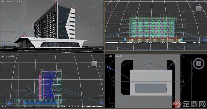 现代某高层汽车站建筑设计3DMAX模型（JPG效果图）(4)