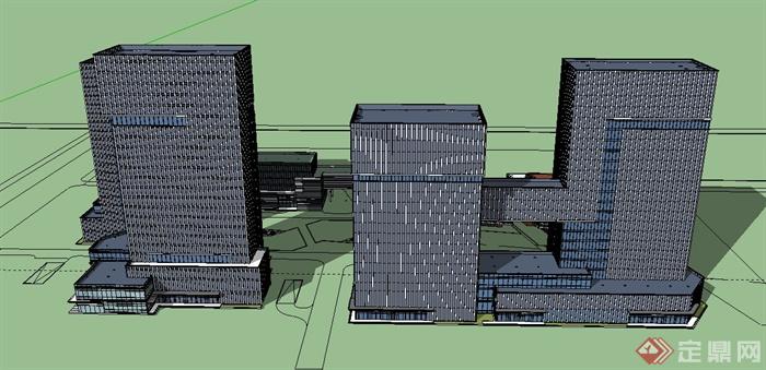 某现代高层办公大楼建筑设计su模型(3)