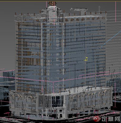 欧式特色酒店建筑设计3dmax模型及效果图(3)