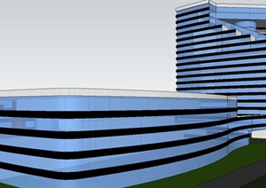 现代多层独特造型办公楼建筑设计SU(草图大师)模型