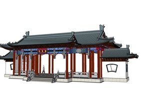 某地古典中式入口大门设计SU(草图大师)模型