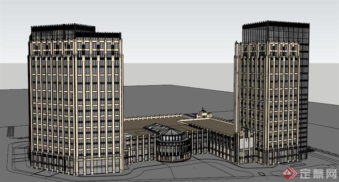 新古典高层办公建筑设计su模型(2)