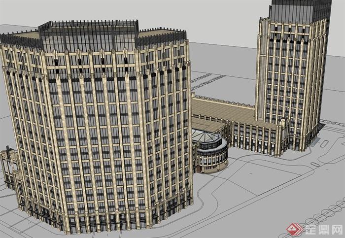 新古典高层办公建筑设计su模型(1)