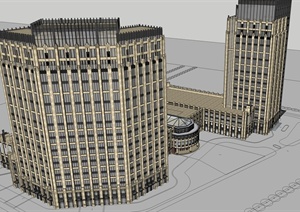 新古典高层办公建筑设计SU(草图大师)模型