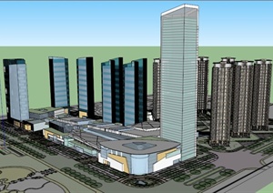 综合体山地商业中心建筑设计SU(草图大师)模型