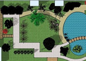 现代某别墅内庭景观规划设计SU(草图大师)模型