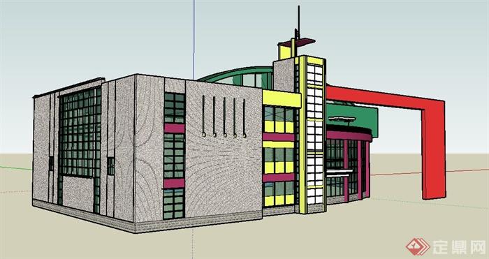 某现代独特商城建筑设计su模型(1)