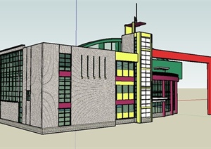某现代独特商城建筑设计SU(草图大师)模型
