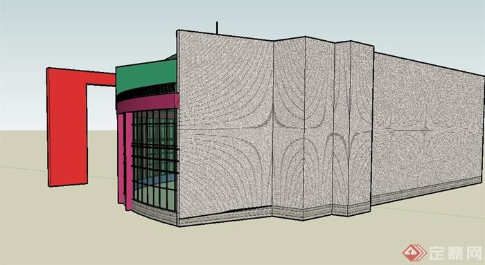 某现代独特商城建筑设计su模型(3)