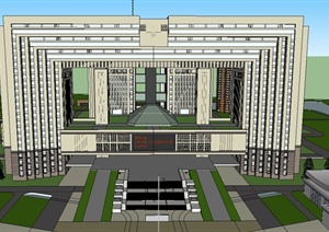 现代某行政办公楼建筑设计SU(草图大师)模型