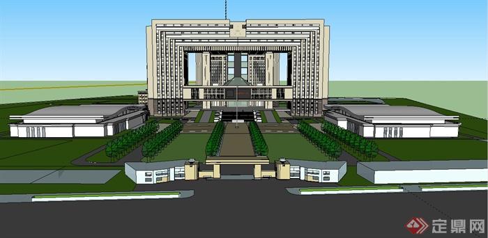 现代某行政办公楼建筑设计SU模型(3)