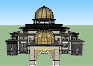 古典欧式教堂建筑设计SU(草图大师)模型