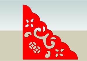 中式元素建筑构设计SU(草图大师)模型