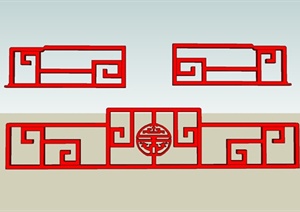 三款中式风格小窗户SU(草图大师)模型