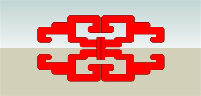 中式风格红色构件su模型