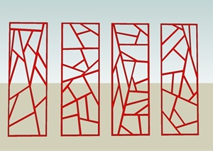 中式折线窗户设计SU(草图大师)模型