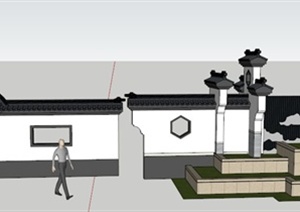 现代新中式景观墙设计SU(草图大师)模型