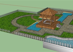 某休闲小庭院景观设计SU(草图大师)模型