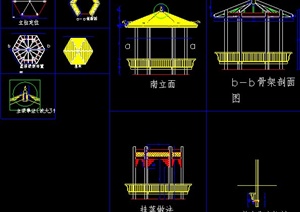 中式六角景观亭子设计方案
